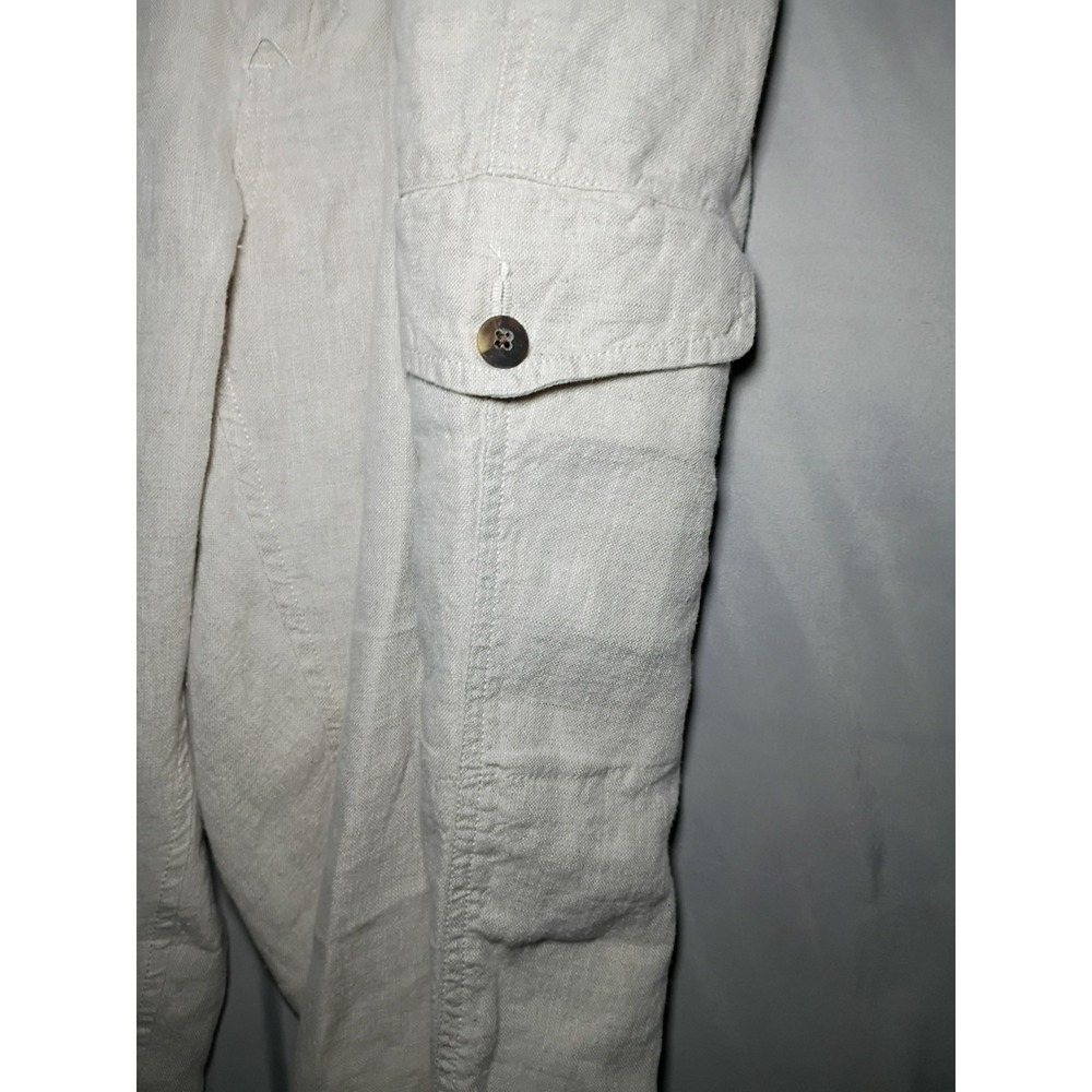 Caribbean Brand Cargo Pants Mens 36x30 Ivory 100% Linen Drawstring Beach Casual - Picture 6 of 9